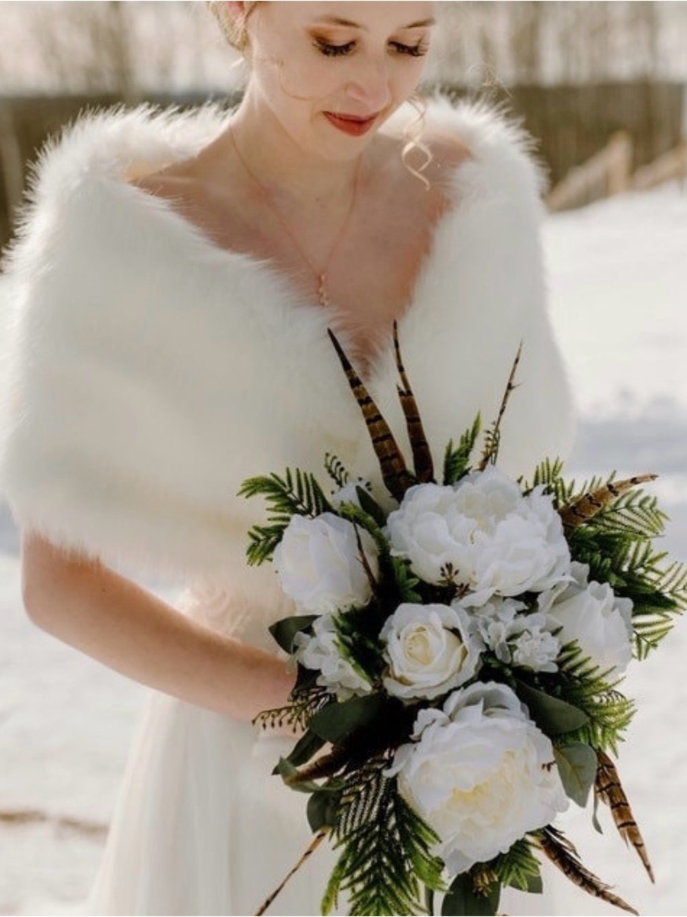 Ivory Faux Fur Bridal Shawl/Wrap New With Tags